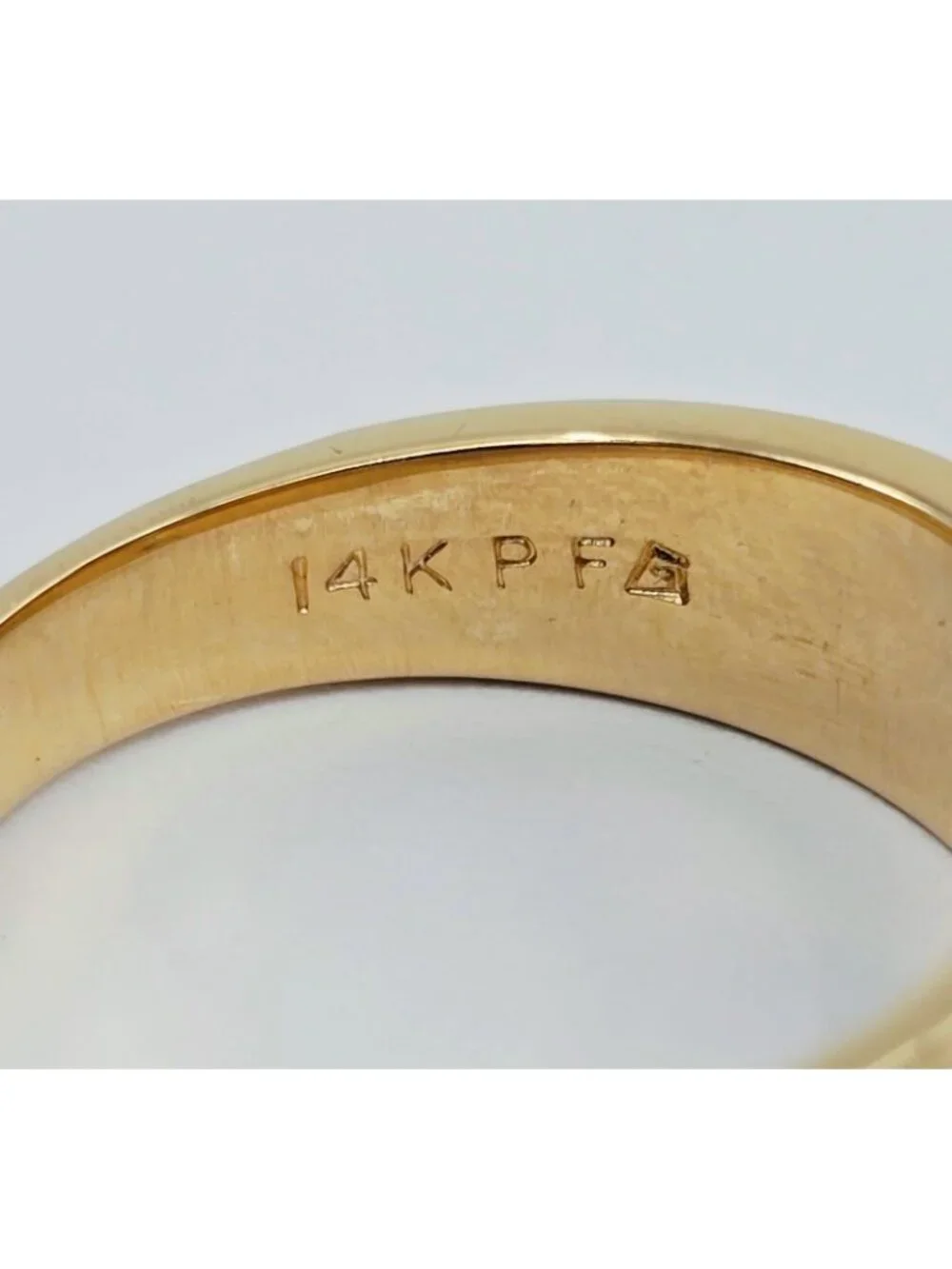 Unique 14K Solid Yellow Gold Designer Vertical Row 3 Diamond Ring Band Size 7.25